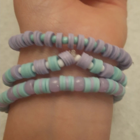 Preppy Tween Stackable Claybead Bracelet 3 pc set - Picture 2 of 8